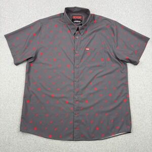 Dixxon Flannel Shirt Mens 2XL Gray Red JCord Tool Print Short Sleeve Button Up